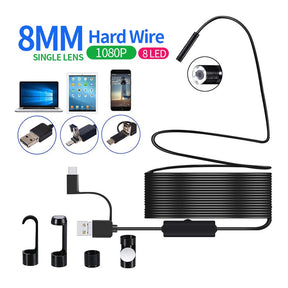 Endoscope Camera 3in1 Mini Camera Waterproof Hard Wire Pipeline Inspection Borescope  for Car for Iphone Android Smartphone