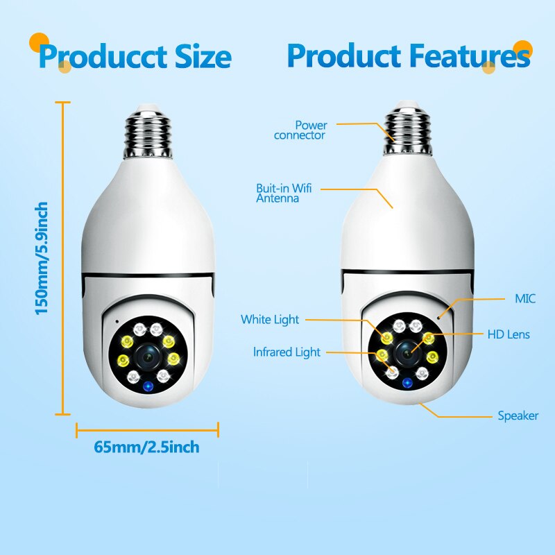 Wi-Fi compatible Bulb Pan/Tilt Camera