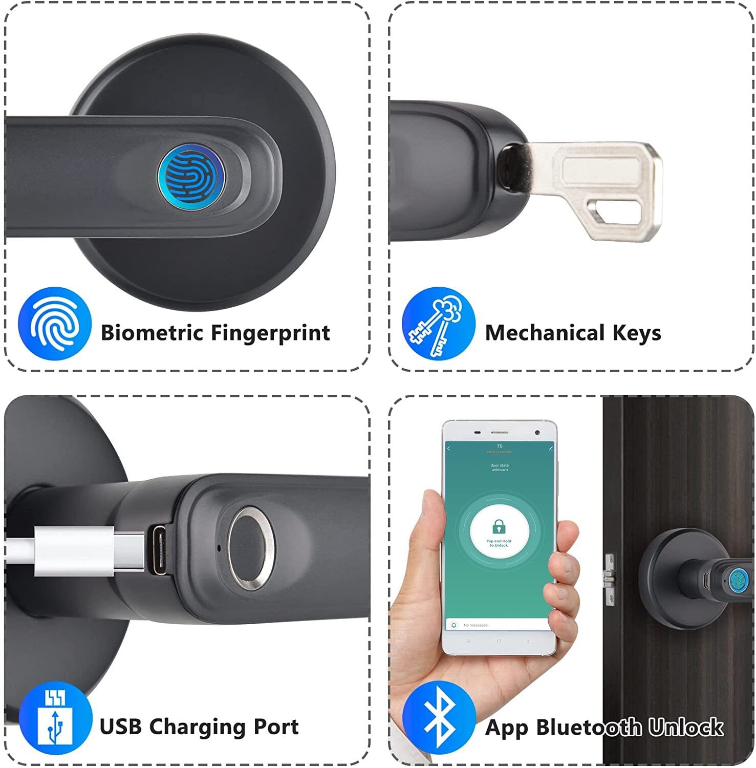 Automatic Door Lock Handle Smart Electronic Fingerprint