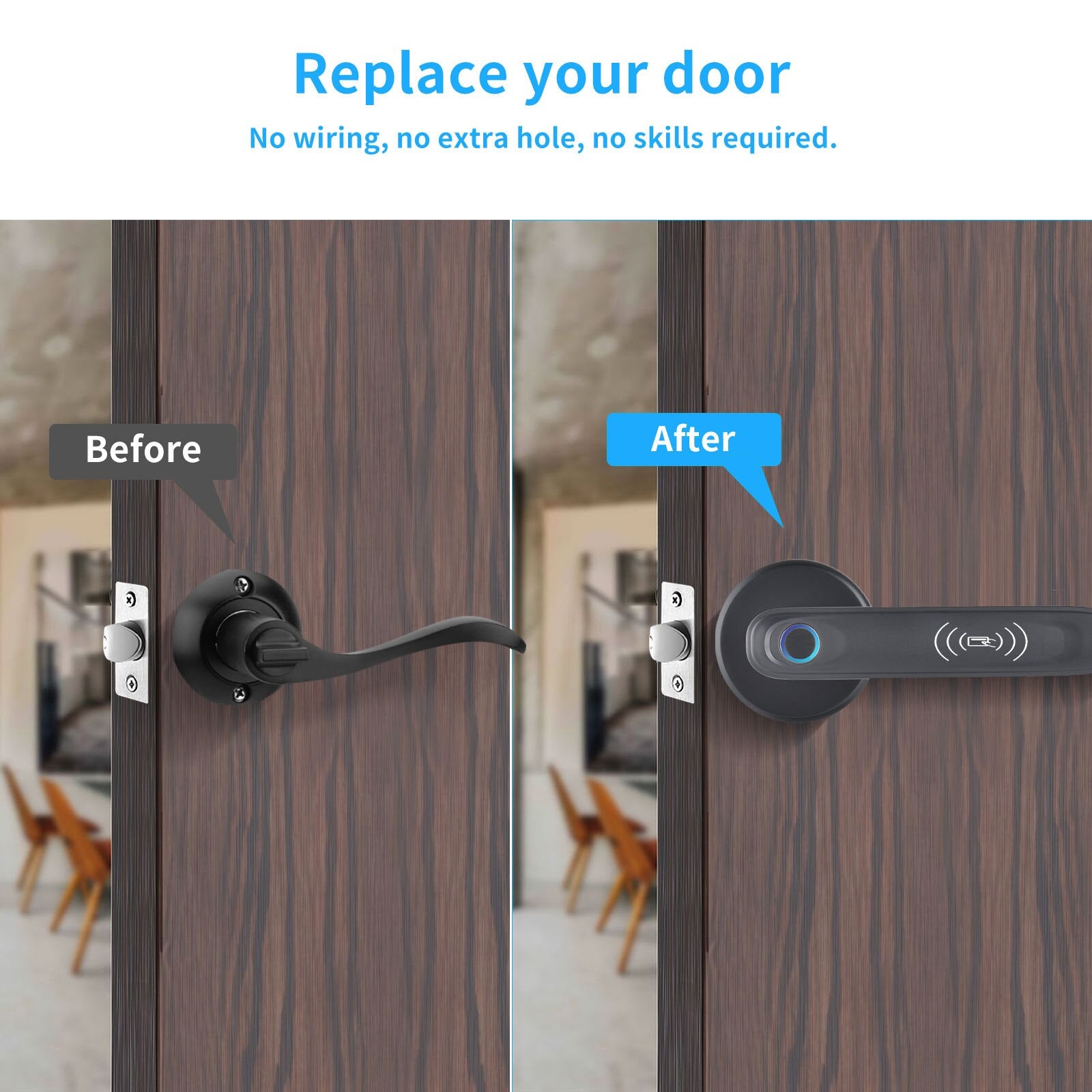 Automatic Door Lock Handle Smart Electronic Fingerprint