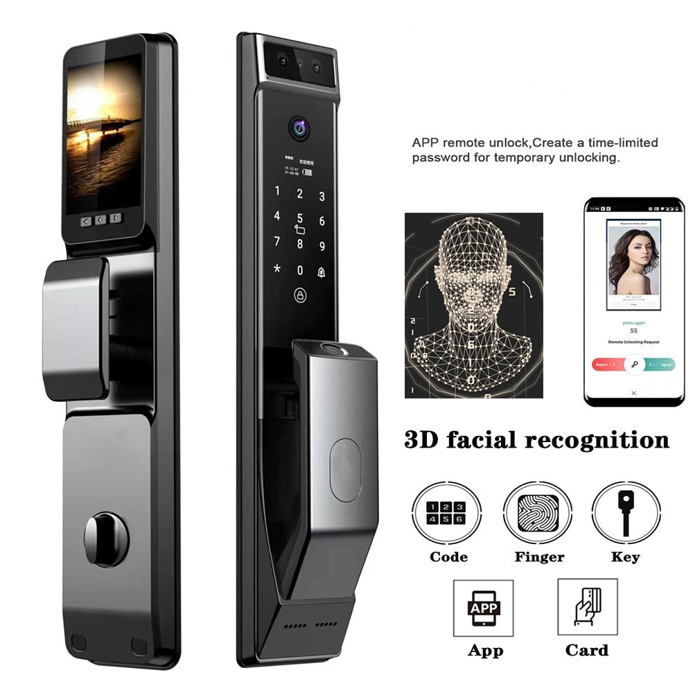 WIFI Go App Automatic 3D Face Smart Door Lock